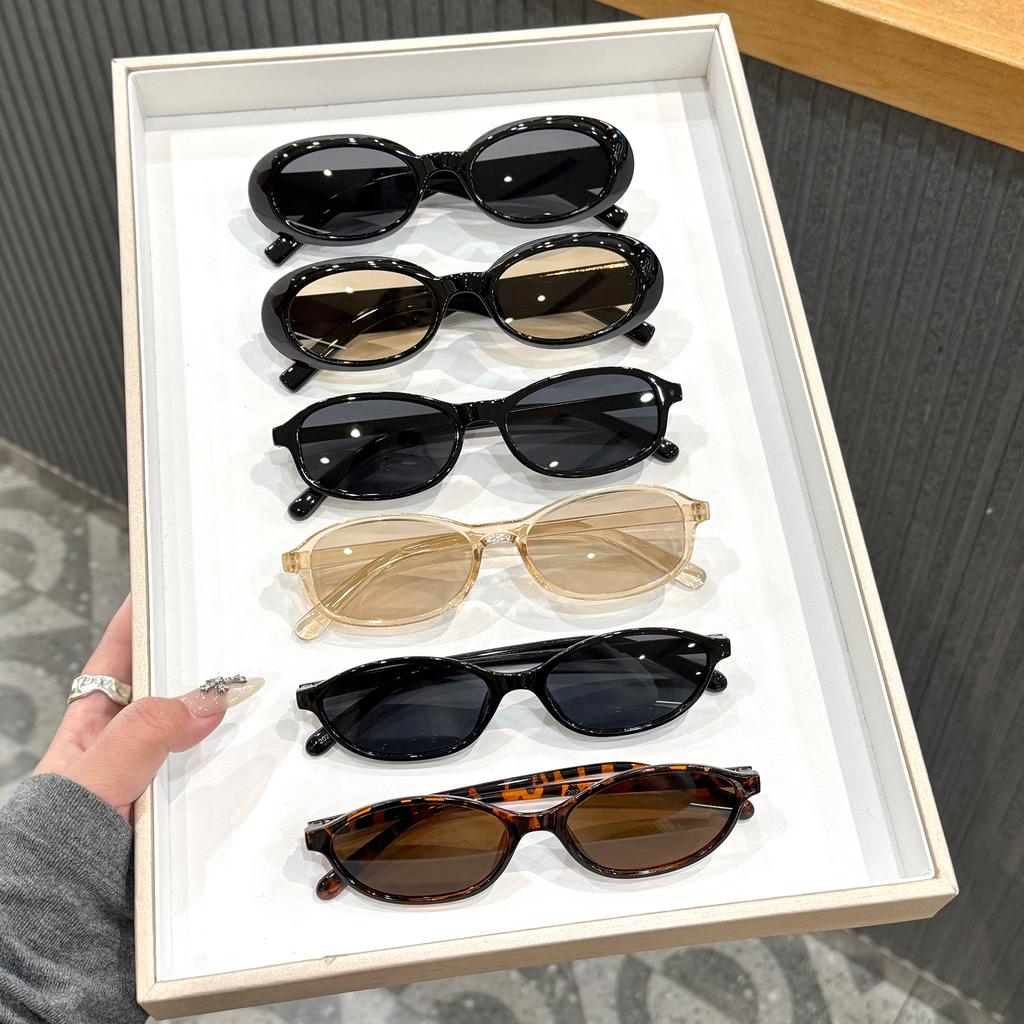 6Pcs Retro Fashionable Small Oval Frame Sunglasses for Both Men and Women, Stylish and Versatile for Summer Sun Protection