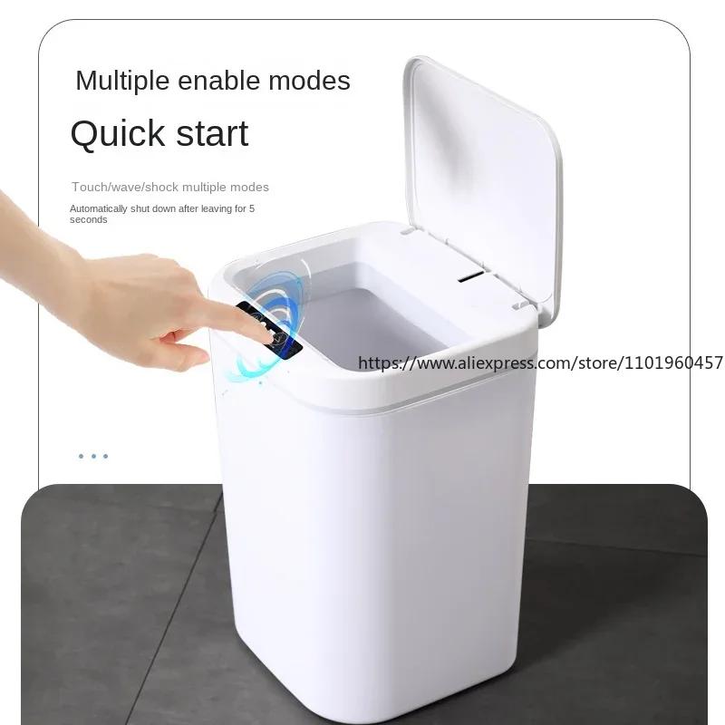 Smart Induction Type Trash Can Bedroom Dustbin Electric Touchpad Trash Bin for Kitchen Bathroom Garbage Small Desk Cans