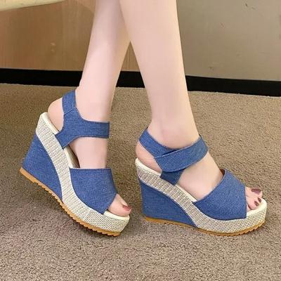 2025 Fashion Sandals Ladies Slope Heel Fish Mouth Platform Slippers  High-heeled Thick Bottom Comfortable Women's Shoes