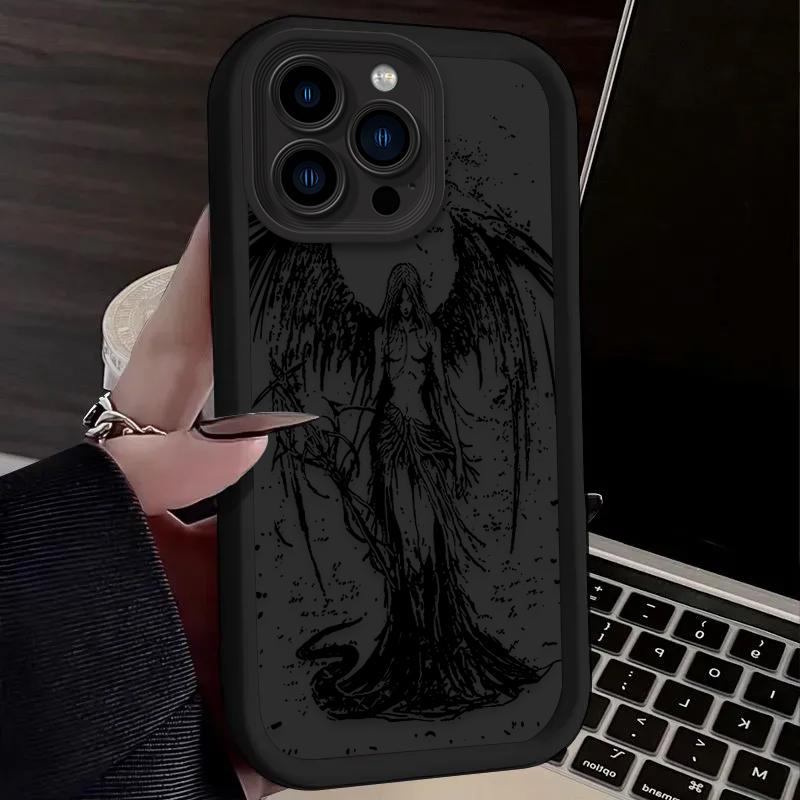Luxury Punk Black Angel Phone Case For Xiaomi Redmi 9A 9C 10 10C 12 12C K30 K40 K50 Note 10 11 12 13 Pro 5G Cover