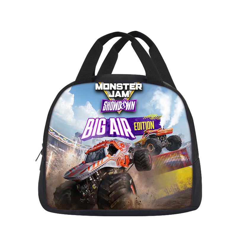 Torba lunchowa Monster Jam praktyczna z nadrukiem kreskówkowym dla uczniów płci męskiej i żeńskiej, pracowników szkoły i biura, najlepszy towarzysz
