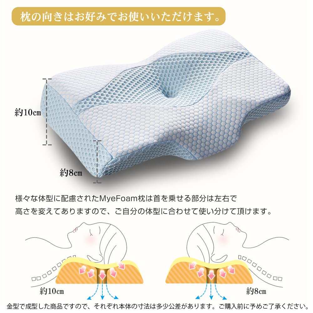 MyeFoam Pillow for Restful Shoulder Memory Foam Pillow with Concave Hollow Design for Head Stability and Reduced Neck and Shoulder Adjustable Height