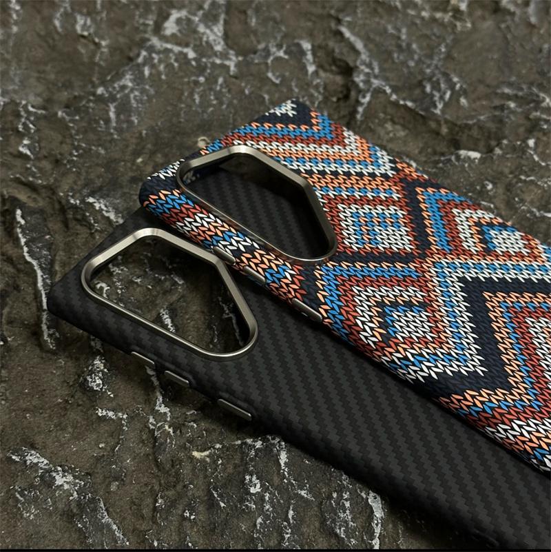 Luxury Carbon Fiber Wireless Charging Magsafe Case for Samsung Galaxy S25 S23 S24 S22Ultra Plus Alloy Lens Protection Hard Cover