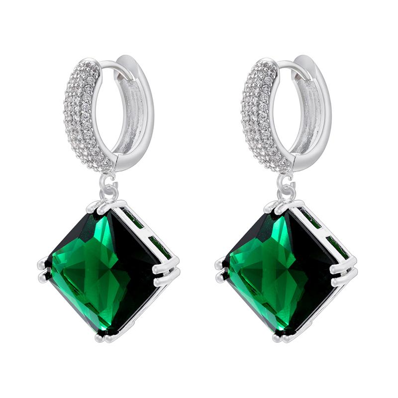 Diamond-Shaped Charm Pendant Earrings Dazzling Transparent Zirconia Statement Earrings Party Jewelry :VE1170