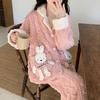 Women's Coral Fleece Pajamas Women's Thickened Plush Home Clothes Set Cute Girls Home Clothes Autumn and Winter Pajamas Set