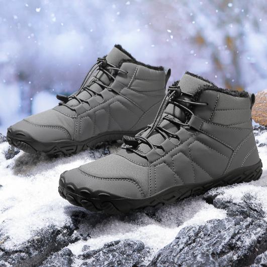 

New men s snow boots bare foot plus pile thickened single shoes waterproof non-slip cotton boots M1037 47 серый