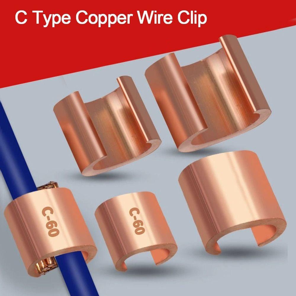 Copper Wire Clip Copper C-shaped Clamp Wire Connector Terminal Clamp Cable Clamping Buckle Wiring Accessories Home Hardware