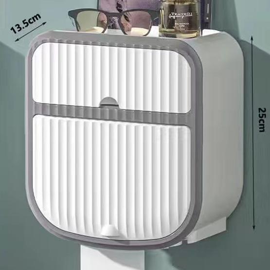 

WTEMPO Коробка для туалетной бумаги Перфорированная коробка для туалетной бумаги Коробка для двойной рулонной бумаги Многофункциональная полка 22*25*13.5cm белый