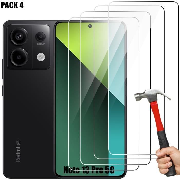 Protecteur d'écran - E.F.Connection - Redmi Note 13 Pro - Lot de 4 - Verre trempé - Anti-rayures 9H