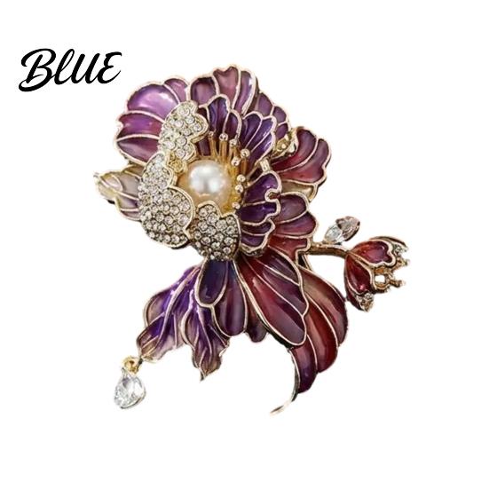Long-lasting Brooch Women Sparkling Rhinestones Imitation Pearl Flower Shape Lapel