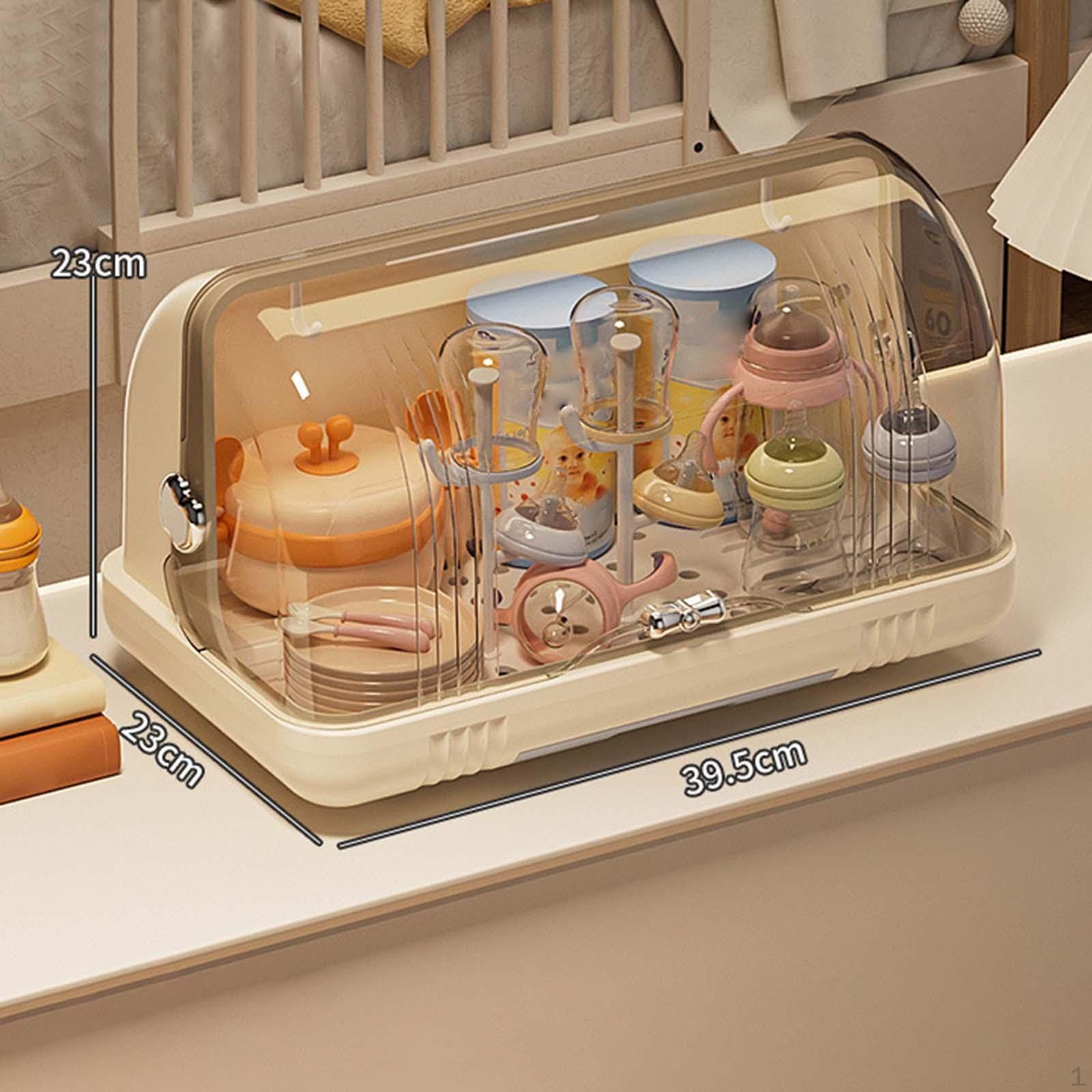 

Rack Cup Storage Holder with Transparent Cover Container Lightweight Tableware Box for Cream Color