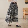 Cotton Satin Plus Size High Waist Vintage Summer Casual Loose Long Woman Skirt