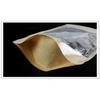 100pcs Thick Front Transparent Kraft Paper Bag Nut Tea Self-standting Ziplock Package Bag Zip Lock Plastic Display Window Bags