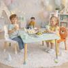 Table Enfant Bois avec 2 Chaises GINGER HOME Motif Ours et Lapin Ensemble Jeu et Apprentissage