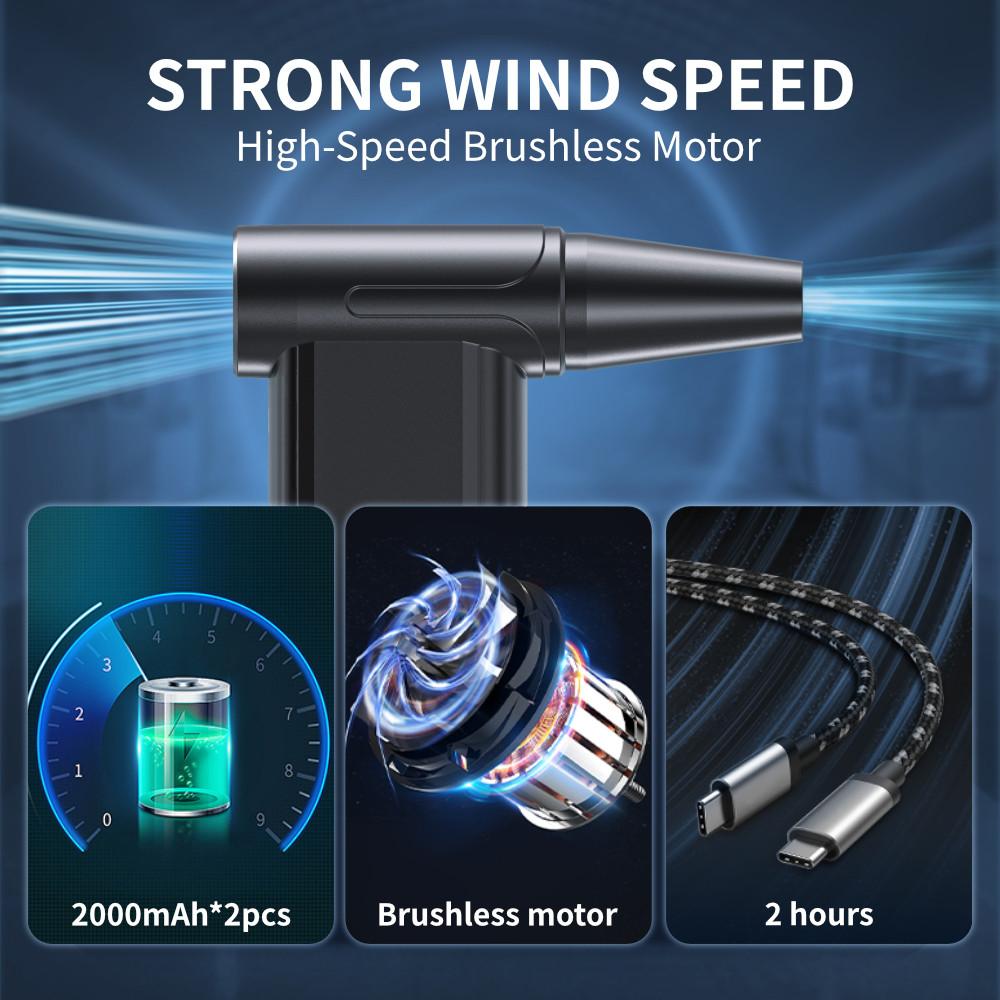 Cordless 2-in-1 Turbo Jet Fan & Vacuum Cleaner 8 Speed Adjustable Electric Blower Outdoor Travel Portable Dust Cleaner
