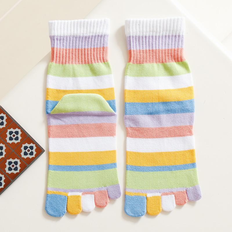 

Жіночі шкарпетки з пальцями Осінньо-зимові Райдужні шкарпетки з п ятьма пальцями Потовщені шкарпетки для пальців Вологовідвідні Дихаючі Смугасті Бавовняні шкарпетки One Size