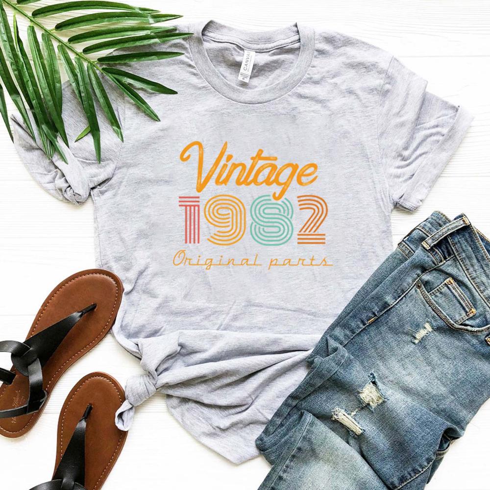 Vintage 1982 Shirt 40th Birthday Shirt 40th Birthday Gift for Women Women Retro Shirt Casual Summer Top Harajuku Aesthetic Tee