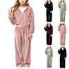 Velours-Trainingsanzug-Set für Mädchen, weiches zweiteiliges Outfit für Herbst und Winter