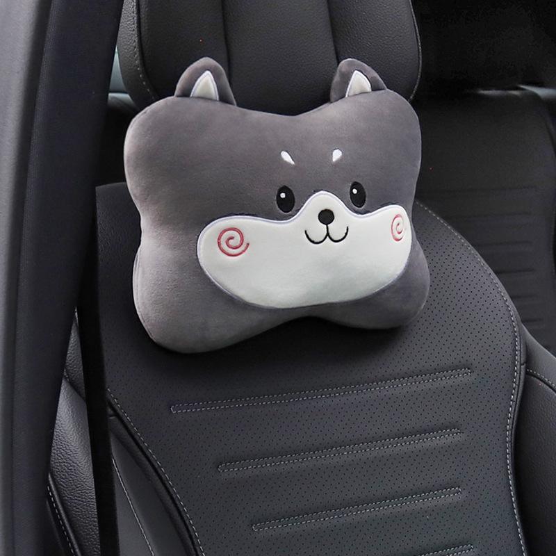 1 Set Auto Interior Decoration Car Headrest Neck Pillows Cute Cartoon Plush Waist Pillow Back Cushion Diy Accessories