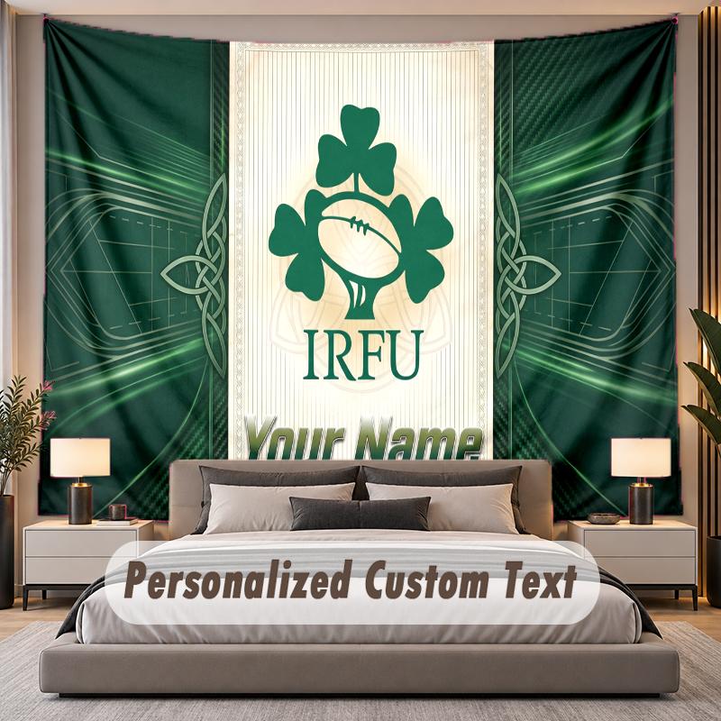 Custom Name Text Tapestry Ireland Rugby Personalized Polyester Wall Tapestry For Bedroom And Room