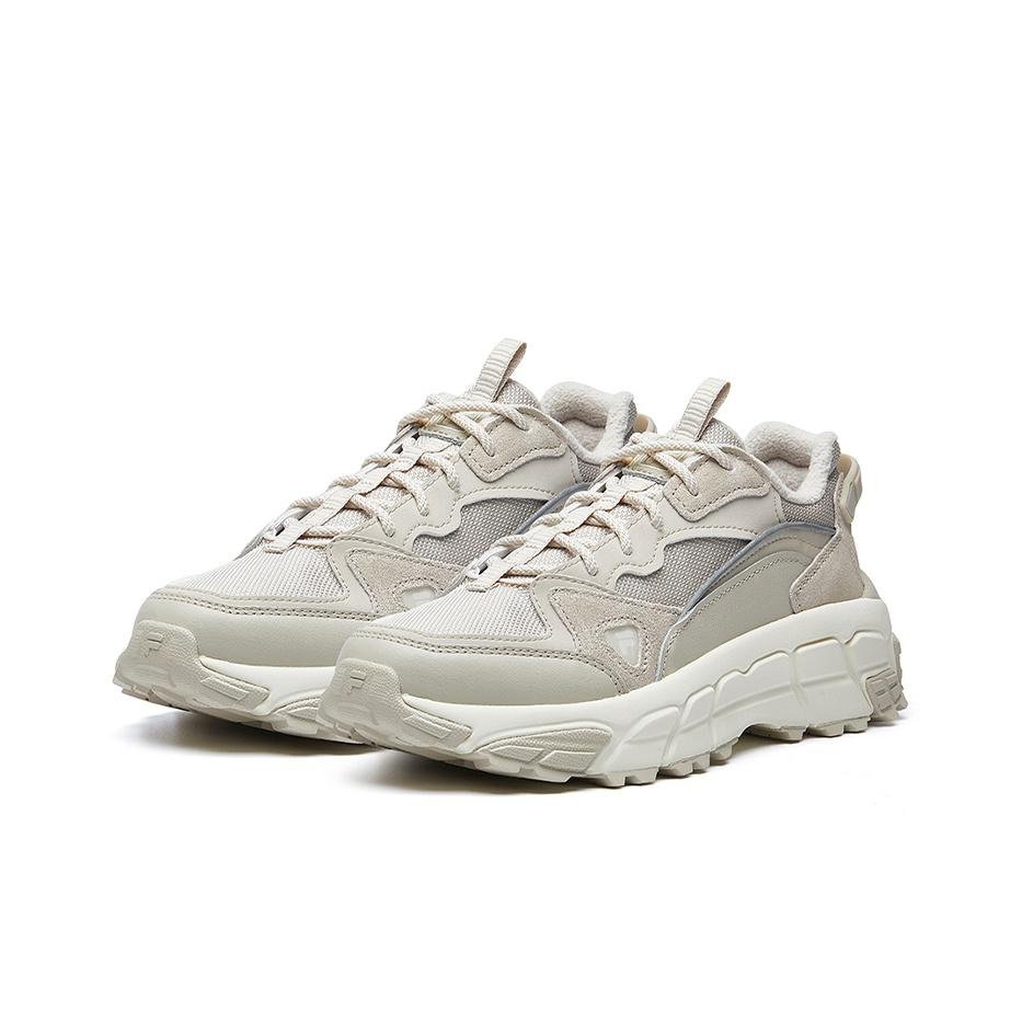 Fila Skyrunner Mesh Fabric Synthetic Leather Comfortable Versatile Low-Top Casual Shoes Women Sneaker Oatmeal-Gray F12W041135FSS