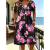 Plus Size Women's Dress 3D Floral Short Sleeve Round Neck Summer Casual Vacation Dress