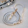 Snake Print Pet Collar Leash Set Cats PU Leather Adjustable Neck Strap