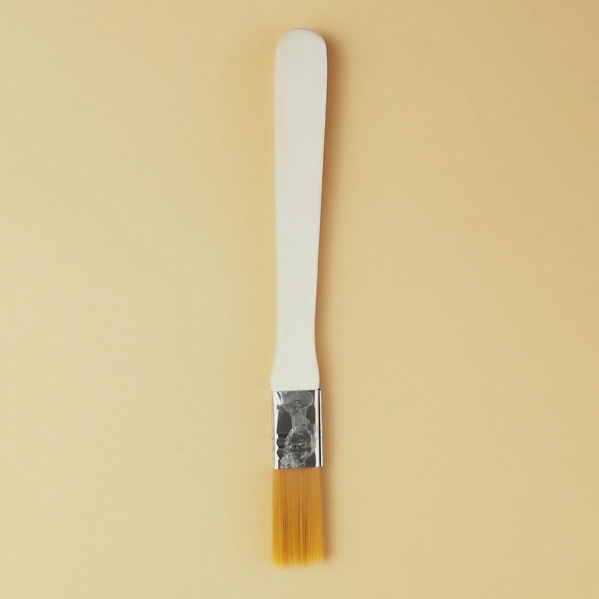 Nylon Bristle Art Brush - Wooden Handle for Oil Painting Yellow Brush