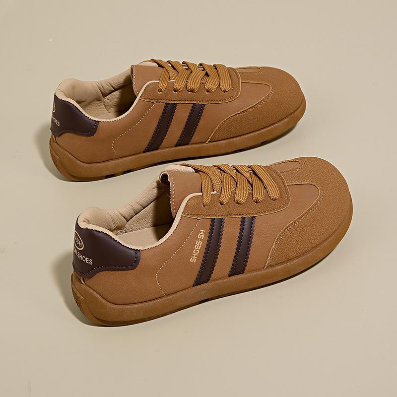 

2025 autumn new niche microfiber leather shoes fashion versatile cow velvet flat-bottomed sports leisure moral training shoes women s shoes 35