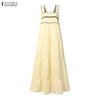 ZANZEA Women Bohemian Casual Square Collar Summer Sleeveless Holiday Long Dress