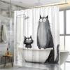 1pc Adorable Cartoon Cat Shower Curtain - Cute Funny Animal Print,   Easy-Care Washable Fabric, Bathroom Shower Curtain