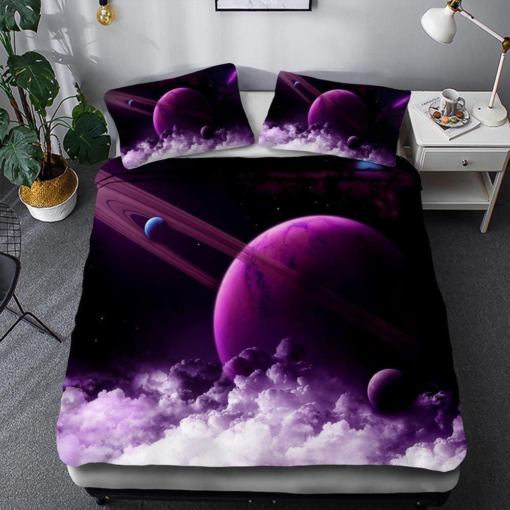 3D Digital Printing Space Star Ebay Three-piece Quilt Cover Pillowcase