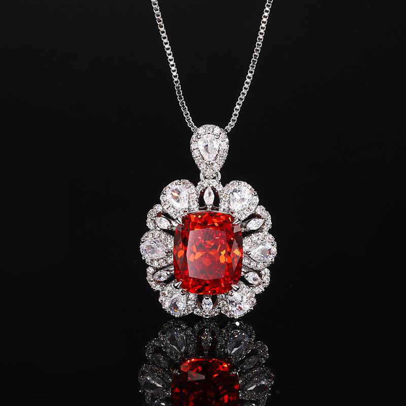 New Women's Design Flower Colored Zircon Micro Inlaid Pendant Set Simple Party Festival Gift
