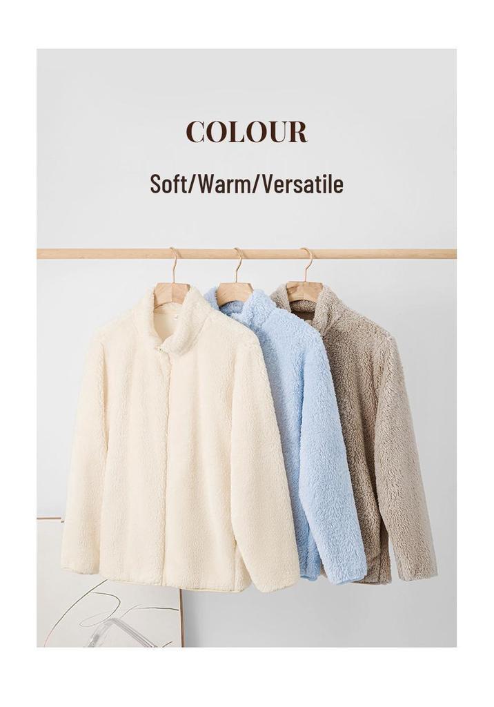 2026 Women's Korean Style Warm Stand Collar Fleece Fur Coat for Autumn/Winter