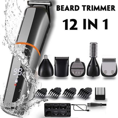 Bartschneider für Männer, kabelloser Haarschneider 12 in 1 Schnurrbartschneider, Haarschere IPX7 wasserdichtes multifunktionales Pflegeset
