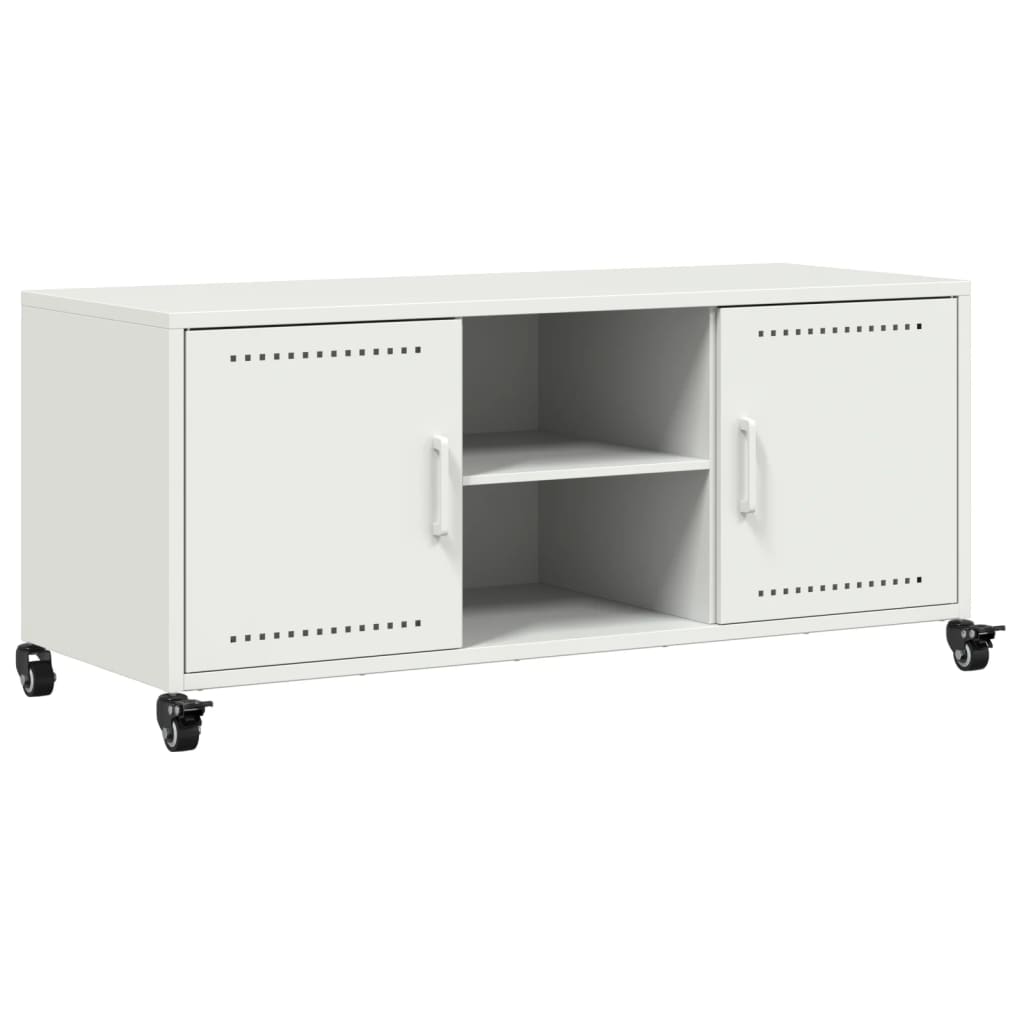 Vidaxl Szafka Rtv, Biała, 100,5X39X43,5 Cm, Stal