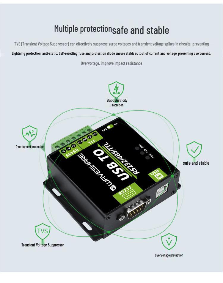 USB To RS232/485/TTL Industrial Converter with Isolation FT232RL/CH343G Chip