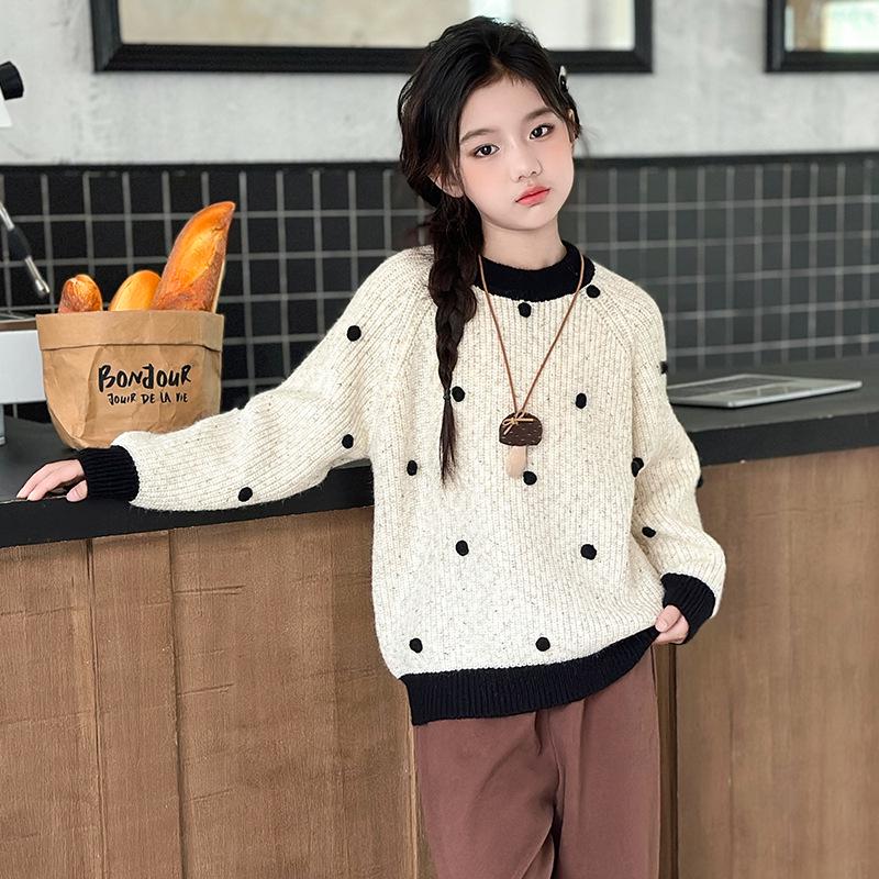Girls' Thick Knit Sweater - Autumn/Winter Korean Style, Casual Warm Top for Kids