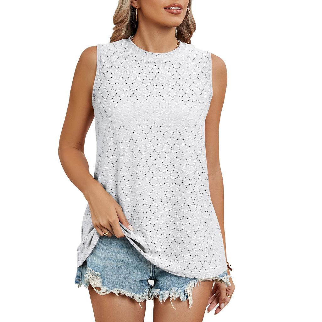 IHUASU Jaro/léto Tílko s potiskem s kulatým výstřihem Dámský top