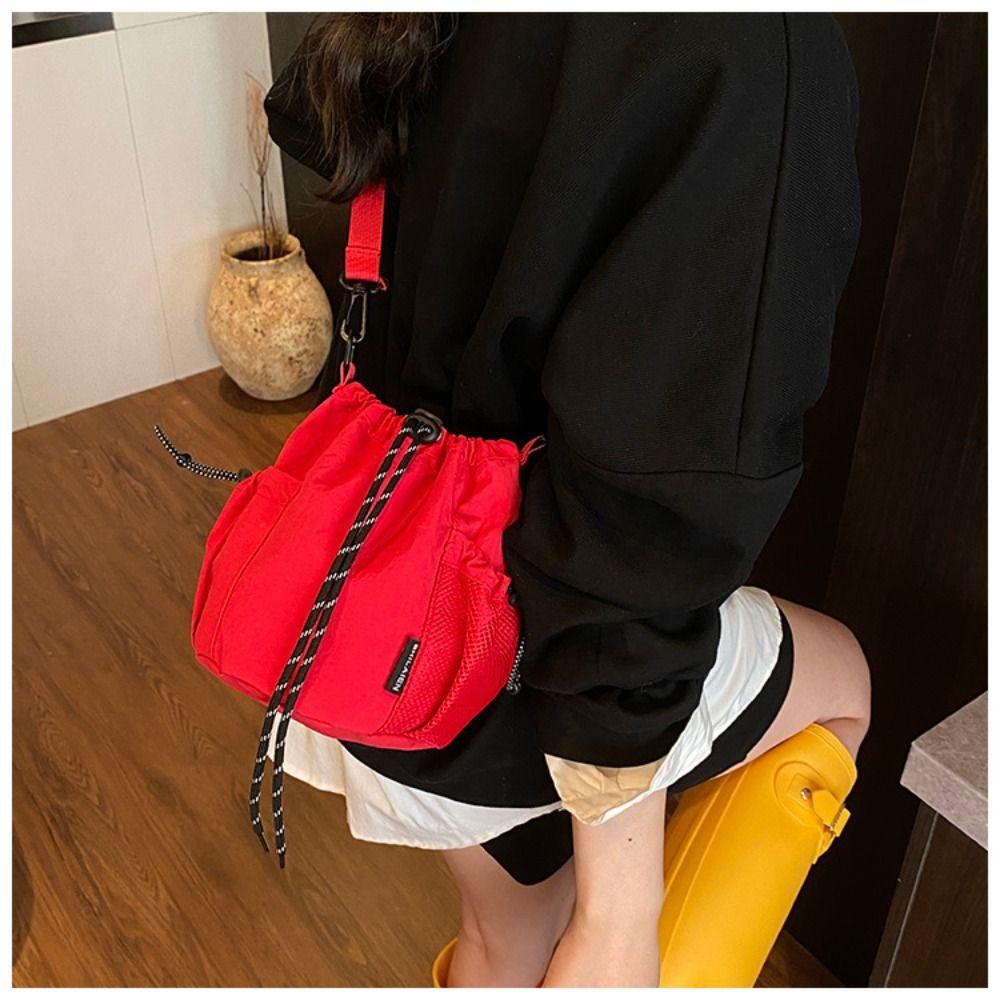 Handbag Drawstring Bucket Bag Purse Small Crossbody Bag Sweet Nylon Shoulder Bag  Travel