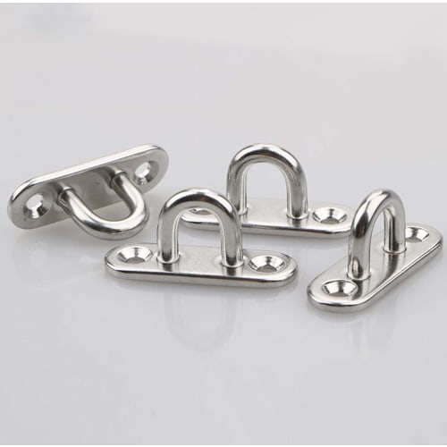 YFFSFDC Rectangular Pad Eyes, 10-Piece Set with 20 Screws, Eye Plate, Stainless Steel Loop, 304 Stainless Steel, M5, Ceiling Hook, U-Shaped, Fixing Ha