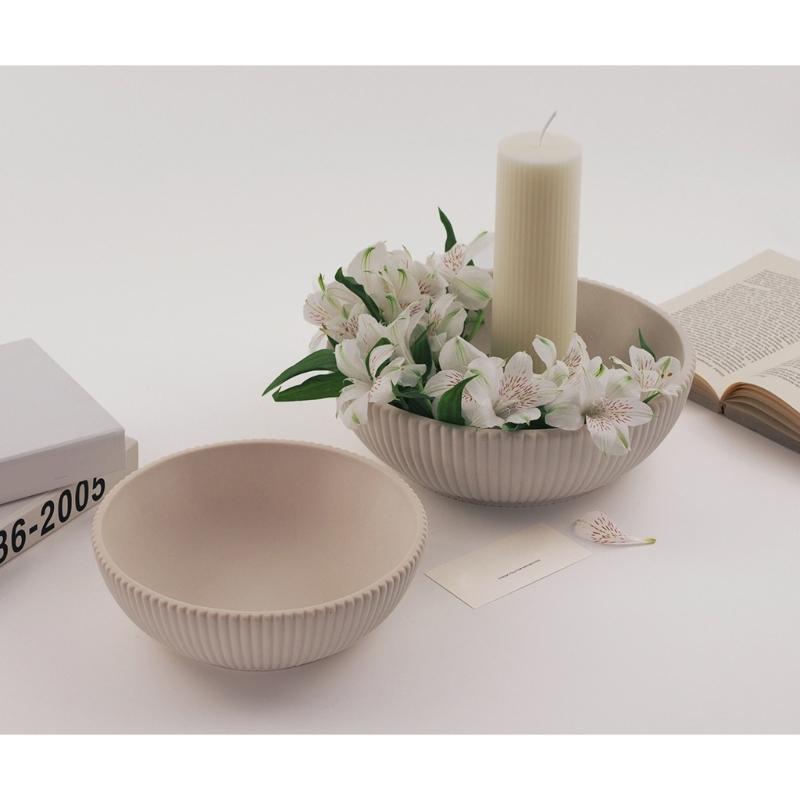 Striped Bowl Silicone Moulds Resin Tray Molds for Epoxy Resin, Candle Holder Vanity Catchall Tray, Home Decoration