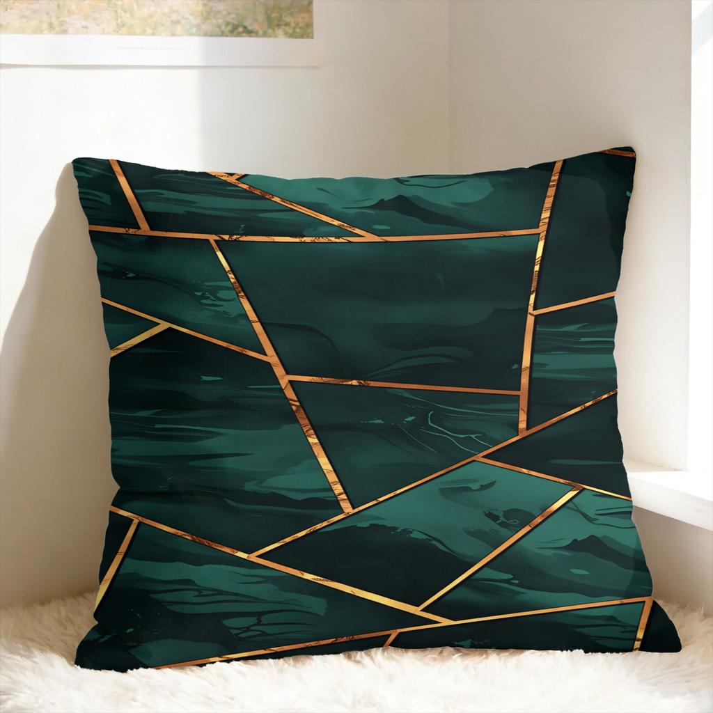 Green And Gold Line Pattern Pillow Case Print Pillow Cover For Sofa Home Decor Vintage Pillowcases