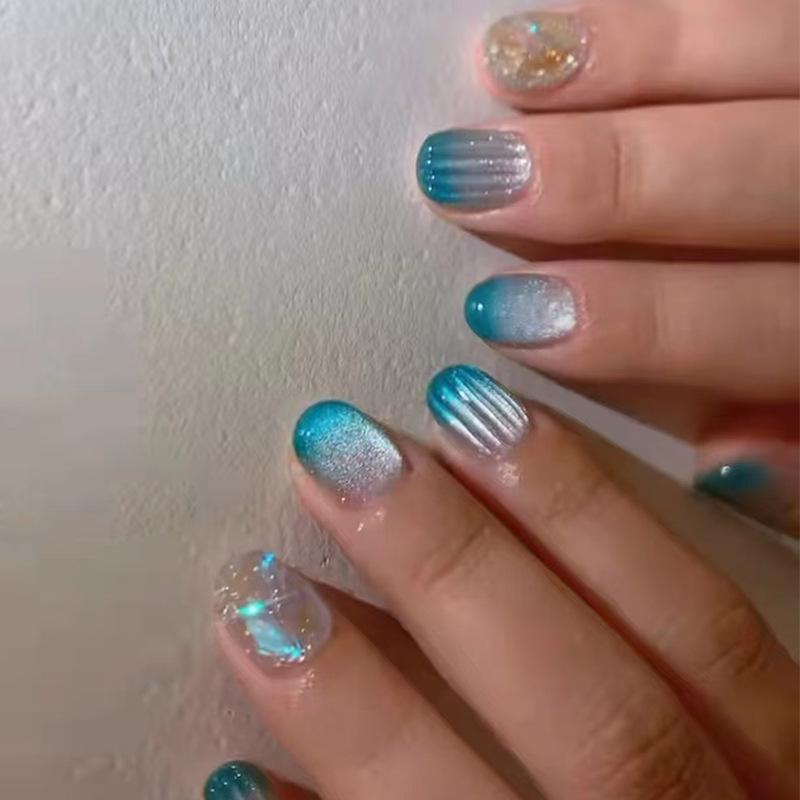 High-End Cat Eye Wearable Nail Stickers & Removable Fake Nail Patches - Ins Style