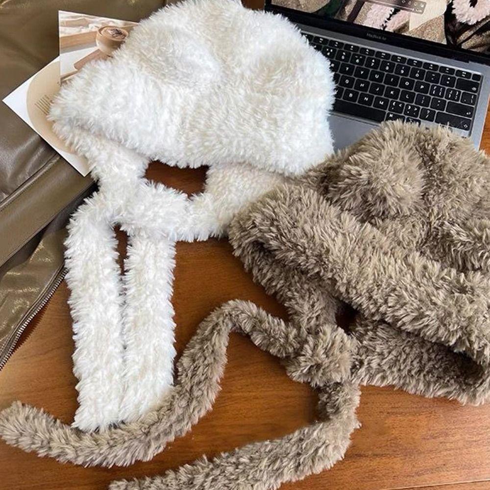 Cartoon Ear Protection Hat Soft Plush Earmuffs Cap Gifts Women Fluffy Hat  Girls