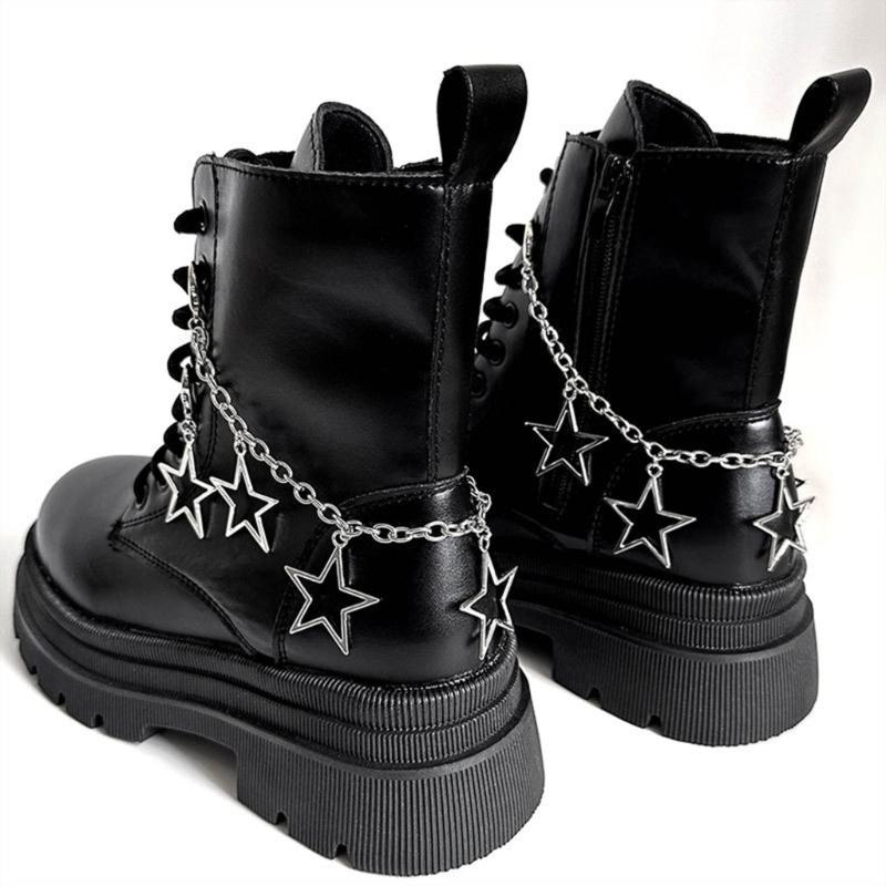 Stylish Shoe Chain Unique Hollow Star Pendant Martins Boots Chains Canvas Shoes Buckles for Casual and Formal Occasions
