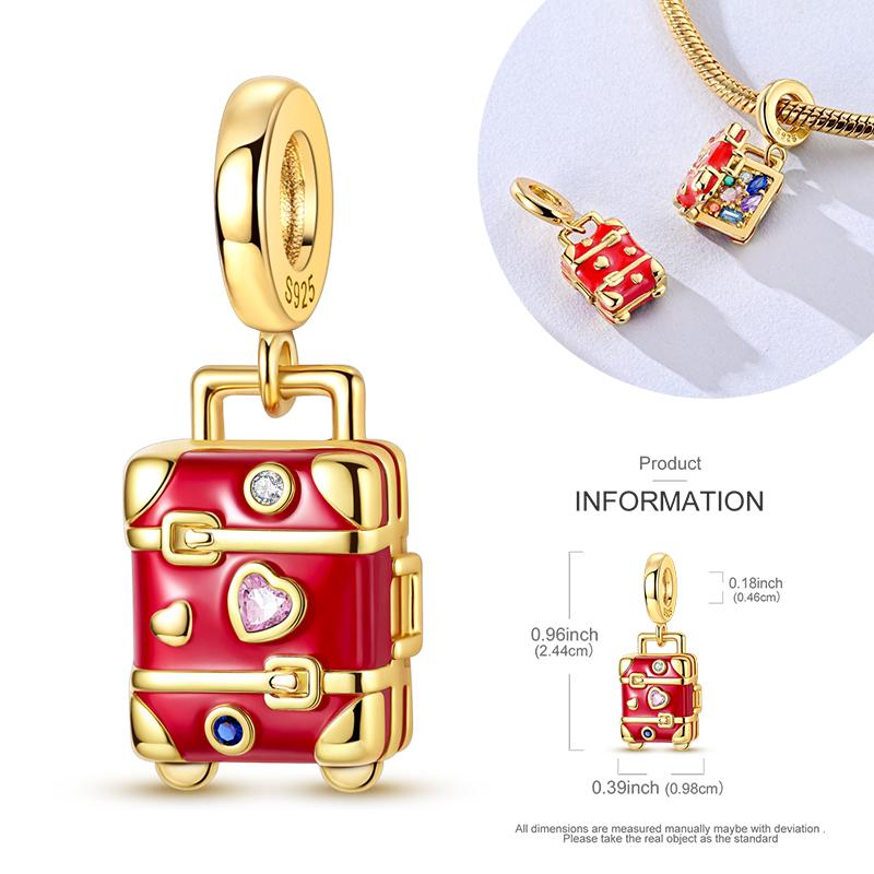 Charm Coppergolden Serie Airplane Balloon Bow Safety Chain Puppy Dog Gold Color Charms Beads Fit Bracelet Diy Jewelry Maing
