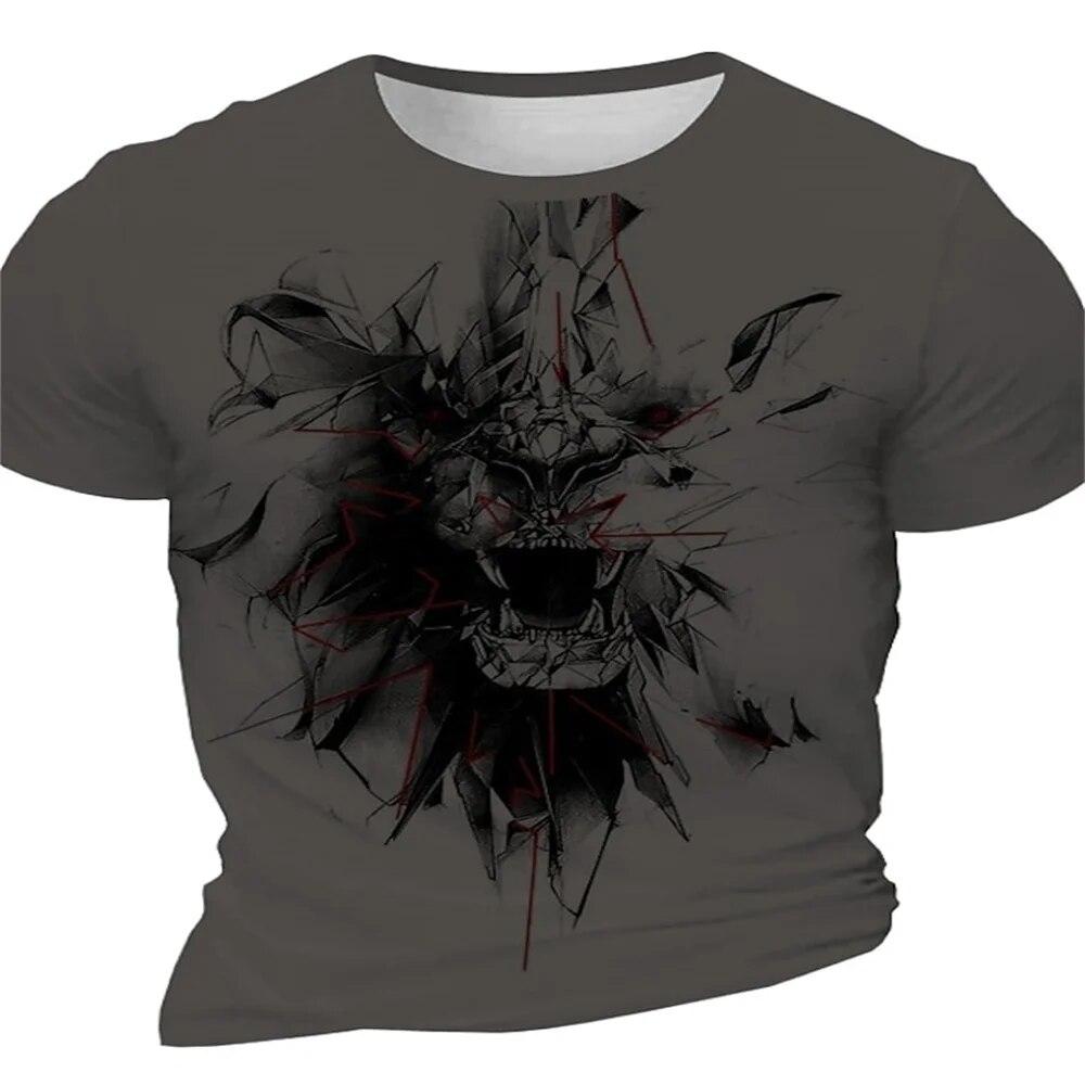 

Новая мужская футболка со львом, модная футболка с 3d принтом, повседневная футболка с животным рисунком, летние мужские топы с короткими рукавами, уличные футболки большого размера L