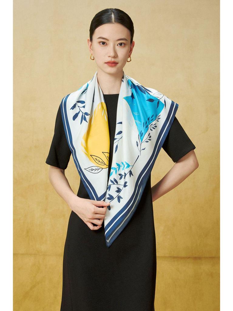 Women's 100% Mulberry Silk Scarf, 90cm Square, 14 Momme Shawl - Perfect Gift for Mother, Girlfriend, Birthday or Festival