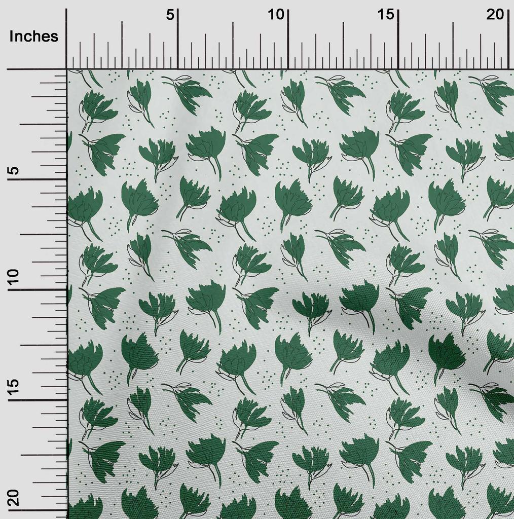 oneOone Cotton Flex Green Fabric Florals Dress Material Fabric Print Fabric By The Yard 40 Inch
